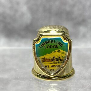 Gold-tone Souvenir Thimble Timberline Lodge Mt. Hood OR Collectible Sewing Gift
